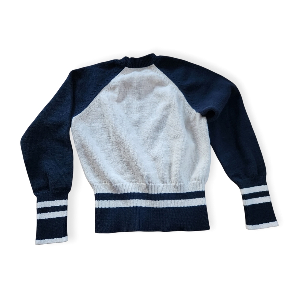 Veronica Beard Navy and Cream Raglan Crewneck Sweater - Picture 7 of 11